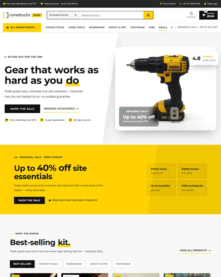 Constructo Shop demo screenshot